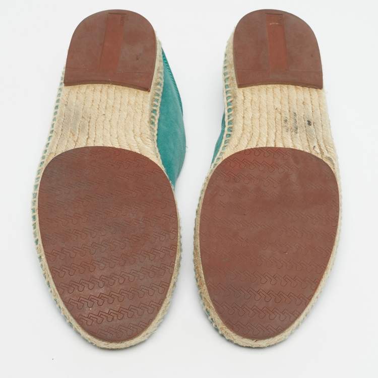 Pre Owned Loro Piana Green Suede Slip On Espadrille Size 42