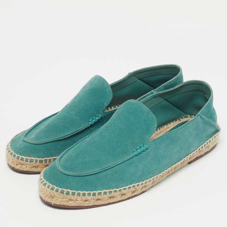 Pre Owned Loro Piana Green Suede Slip On Espadrille Size 42