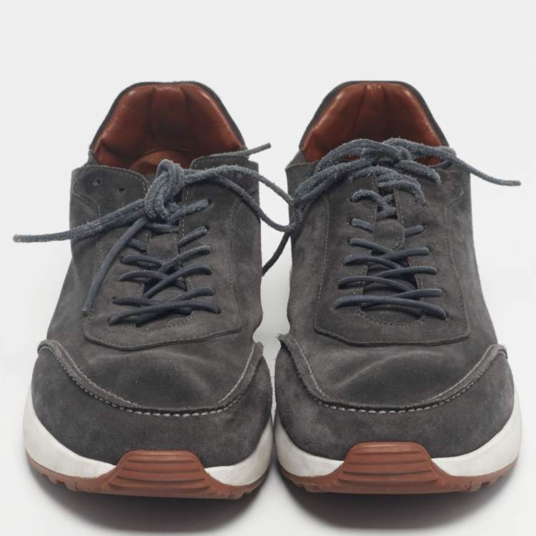 Pre Owned Loro Piana Grey Suede Week End Walk Lace Up Sneakers Size 42