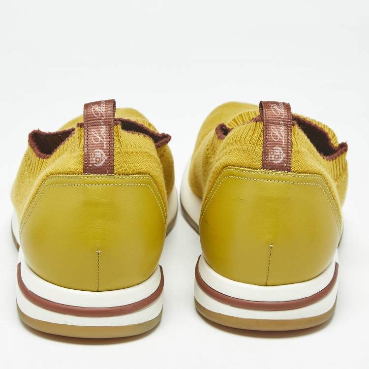 Pre Owned Loro Piana Yellow Knit Fabric 360 LP Flexy Walk Low Top Sneakers Size 41
