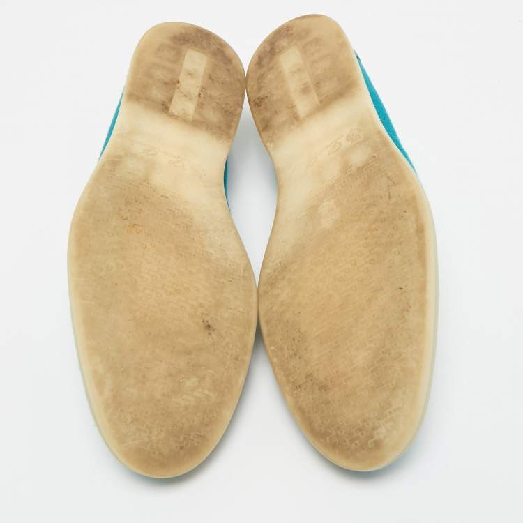 مملوكة مسبقًا Loro Piana Blue Suede and Fabric Summer Walk Loafers Size 44