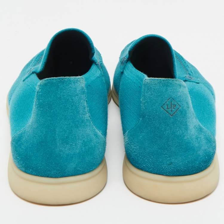 مملوكة مسبقًا Loro Piana Blue Suede and Fabric Summer Walk Loafers Size 44