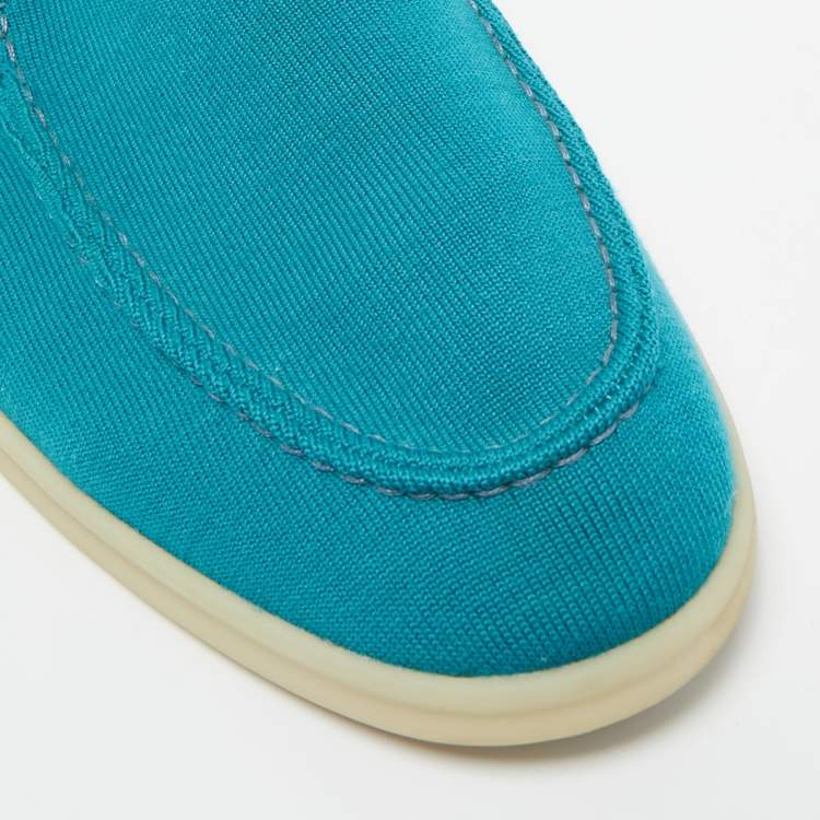 مملوكة مسبقًا Loro Piana Blue Suede and Fabric Summer Walk Loafers Size 44