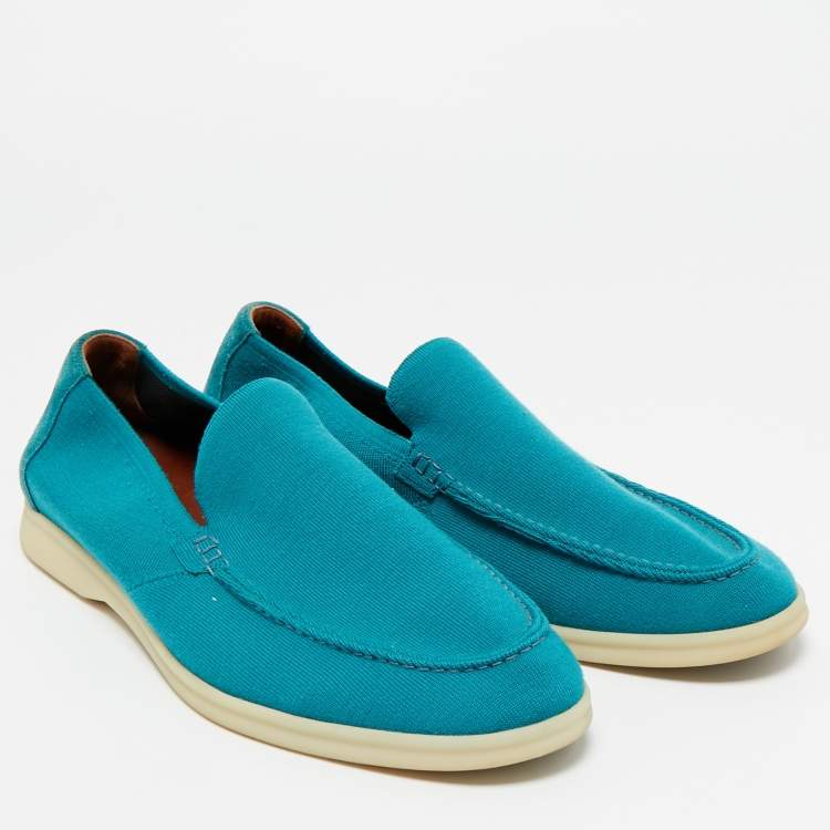 مملوكة مسبقًا Loro Piana Blue Suede and Fabric Summer Walk Loafers Size 44