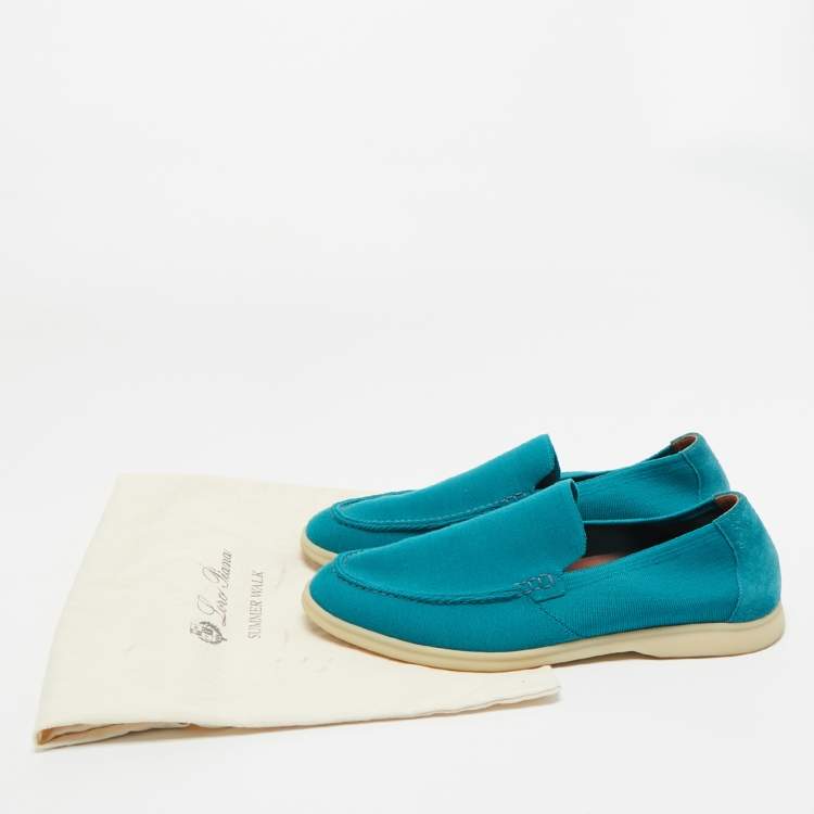 مملوكة مسبقًا Loro Piana Blue Suede and Fabric Summer Walk Loafers Size 44
