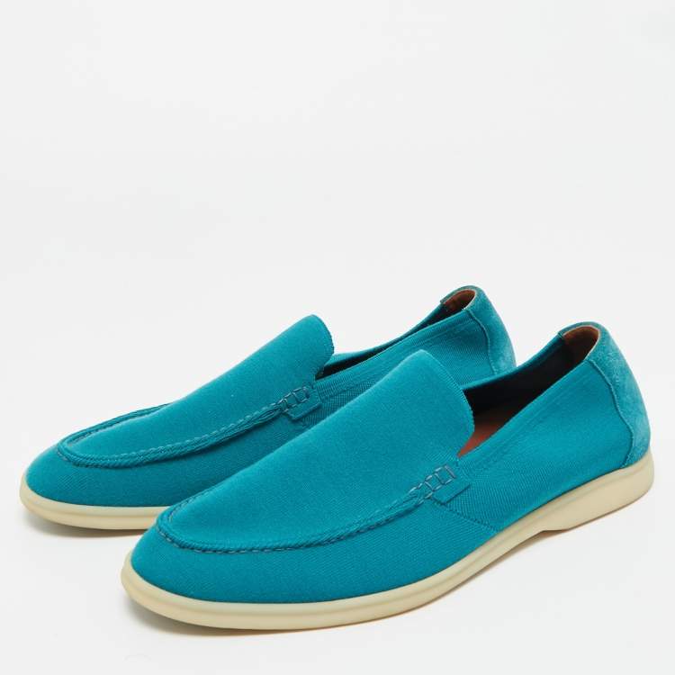 مملوكة مسبقًا Loro Piana Blue Suede and Fabric Summer Walk Loafers Size 44
