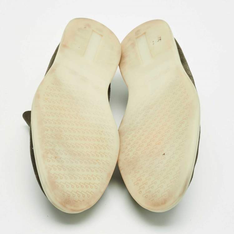 Pre Owned Loro Piana Green Suede Summer Walk Slip On Loafers Size 47