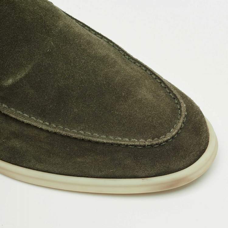 Pre Owned Loro Piana Green Suede Summer Walk Slip On Loafers Size 47
