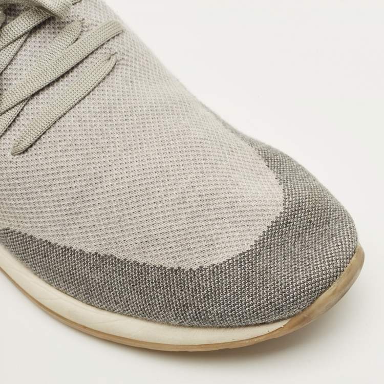 Pre Owned Loro Piana Grey Knit Fabric 360 LP Flexy Walk Sneakers Size 43