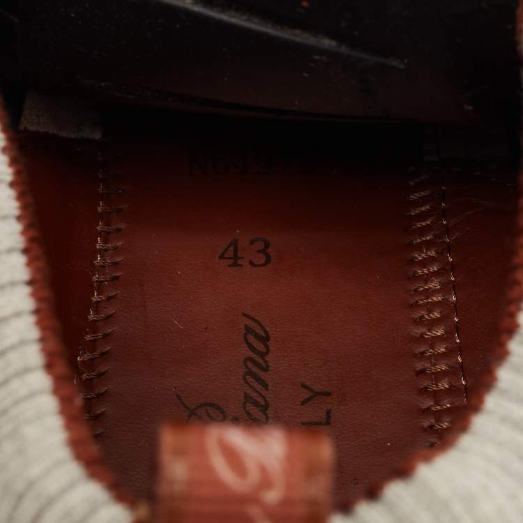 Pre Owned Loro Piana Grey Knit Fabric 360 LP Flexy Walk Sneakers Size 43