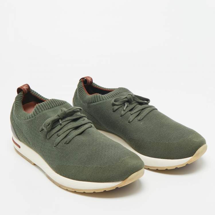 Pre Owned Loro Piana Green Knit Fabric 360 LP Flexy Walk Sneakers Size 43