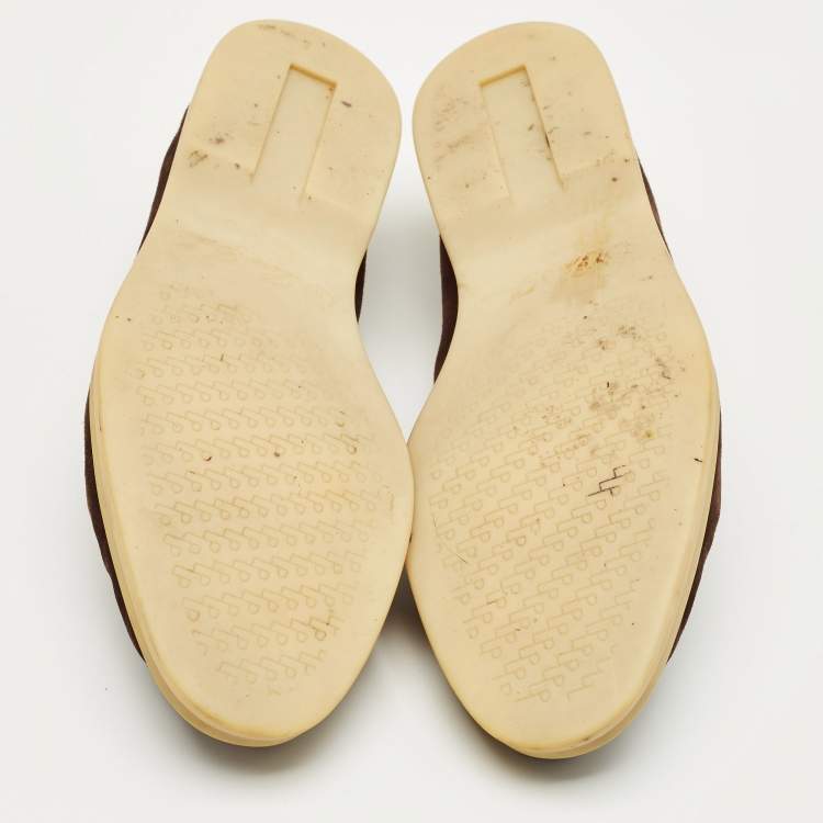 Pre Owned Loro Piana Dark Brown Suede Summer Charms Walk Loafers Size 40.5