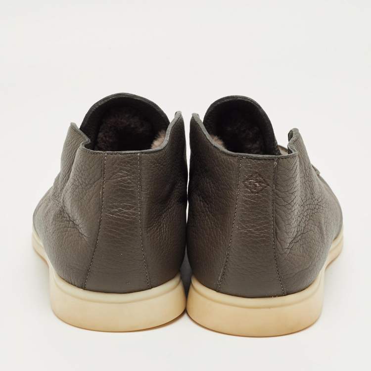 Pre Owned Loro Piana Dark Brown Leather Open Walk Ankle Boots Size 42