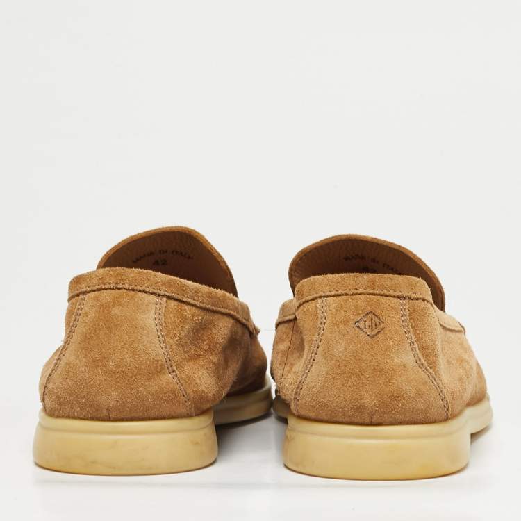 Pre Owned Loro Piana Light Brown Suede Summer Walk Slip On Loafers Size 42