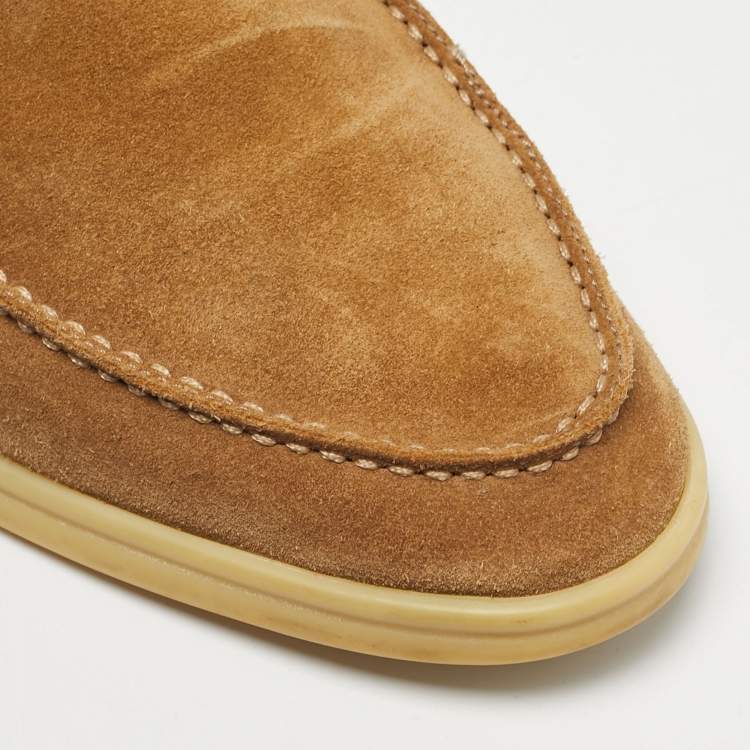Pre Owned Loro Piana Light Brown Suede Summer Walk Slip On Loafers Size 42