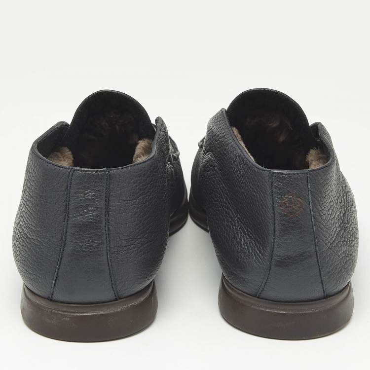 Pre Owned Loro Piana Black Leather Open Walk Ankle Boots Size 42