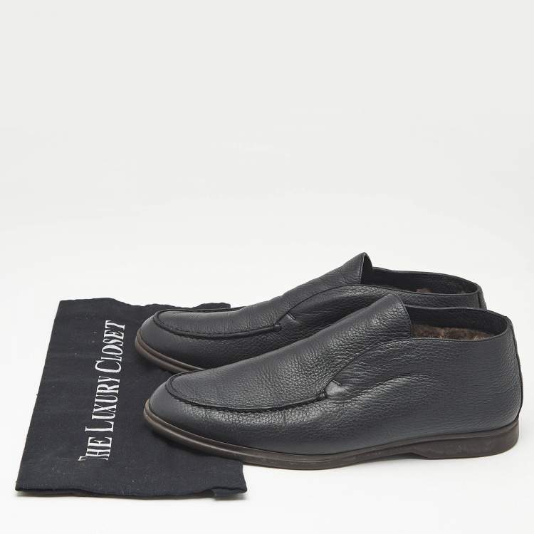 Pre Owned Loro Piana Black Leather Open Walk Ankle Boots Size 42