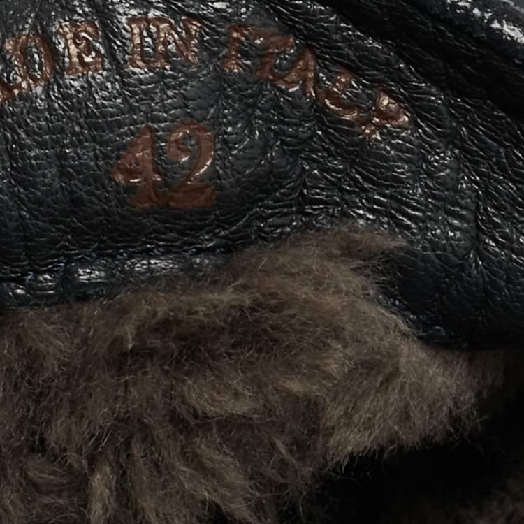 Pre Owned Loro Piana Black Leather Open Walk Ankle Boots Size 42