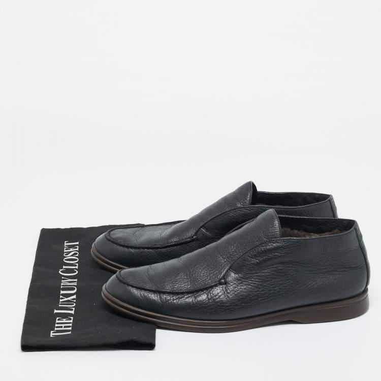 Pre Owned Loro Piana Black Leather Open Walk Ankle Boots Size 42