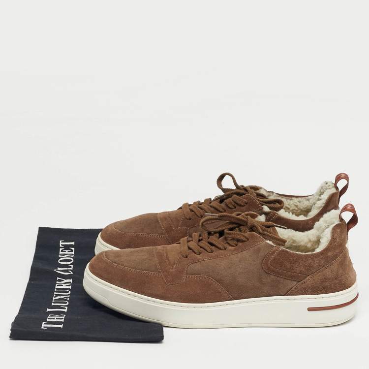 Pre Owned Loro Piana Brown Suede Soho Walk Low Top Sneakers Size 41