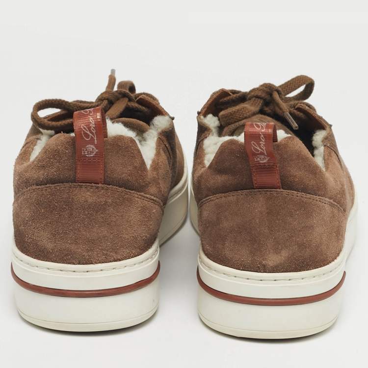 Pre Owned Loro Piana Brown Suede Soho Walk Low Top Sneakers Size 41