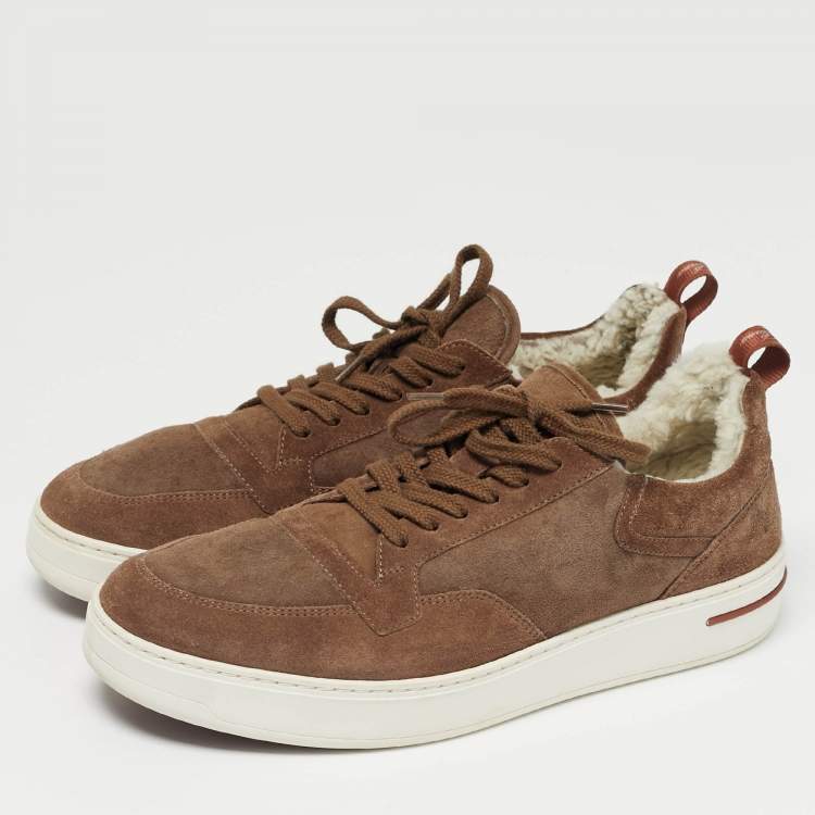 Pre Owned Loro Piana Brown Suede Soho Walk Low Top Sneakers Size 41