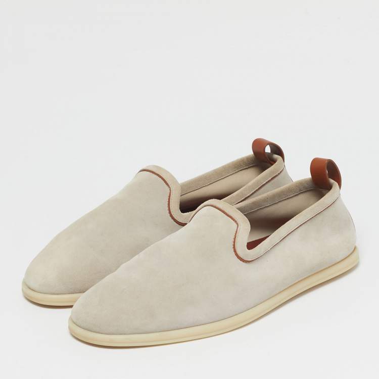 Pre Owned Loro Piana Beige Leather and Suede Venice walk Loafers Size 43