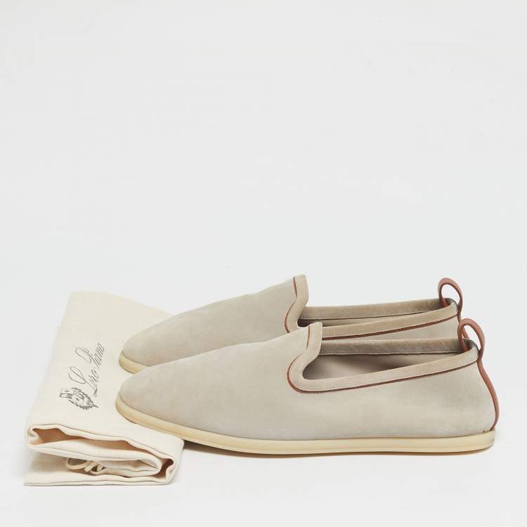 Pre Owned Loro Piana Beige Leather and Suede Venice walk Loafers Size 43