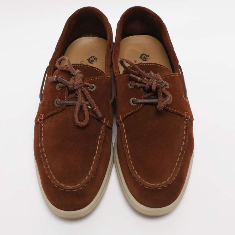 Pre Owned Loro Piana Brown Suede Sea Sail Loafers Size 41