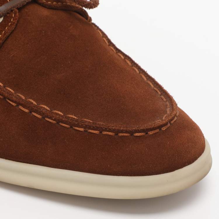 Pre Owned Loro Piana Brown Suede Sea Sail Loafers Size 41
