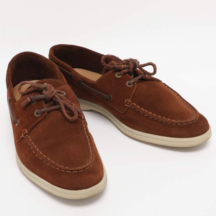 Pre Owned Loro Piana Brown Suede Sea Sail Loafers Size 41