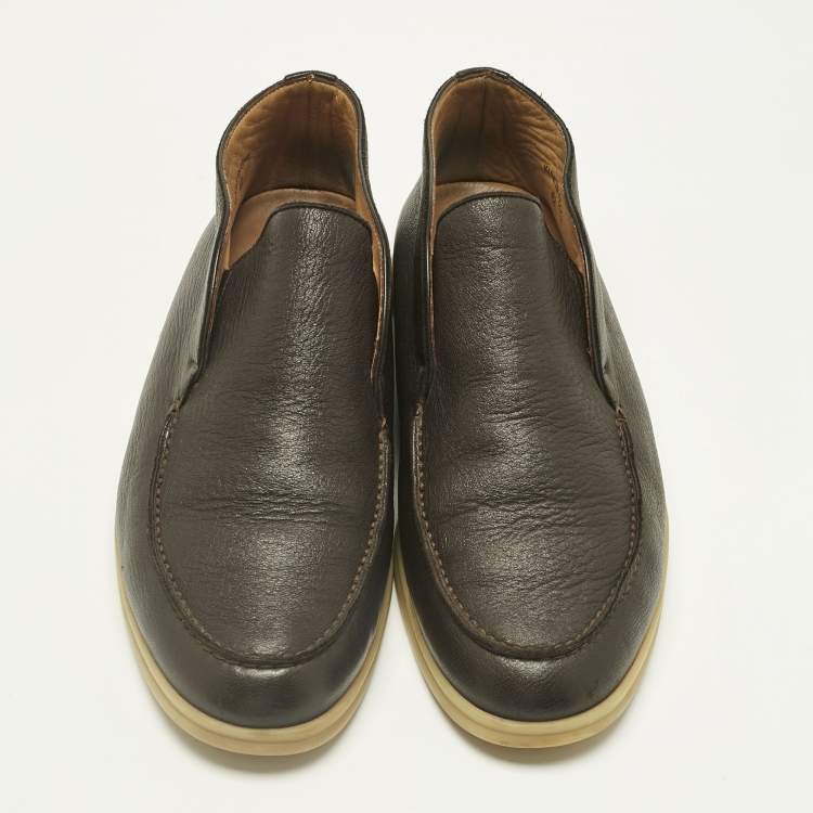 Pre Owned Loro Piana Brown Leather Open Walk Ankle Length Boots Size 42