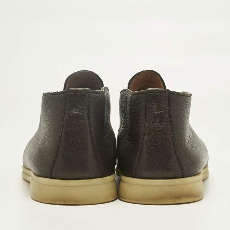 Pre Owned Loro Piana Brown Leather Open Walk Ankle Length Boots Size 42