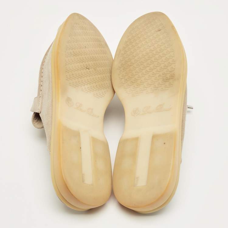 Pre Owned Loro Piana Beige Suede Babouche Charms Walk Mules Size 42