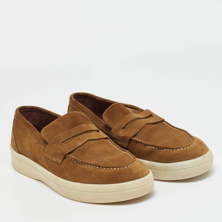 Pre Owned Loro Piana Brown Suede Ultimate Walk Loafers Size 43