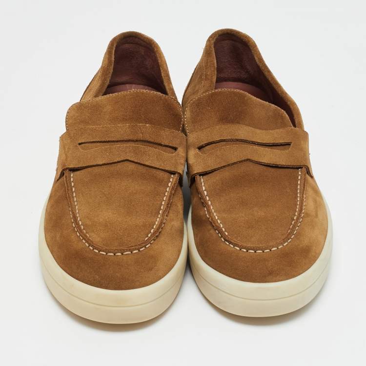 Pre Owned Loro Piana Brown Suede Ultimate Walk Loafers Size 43