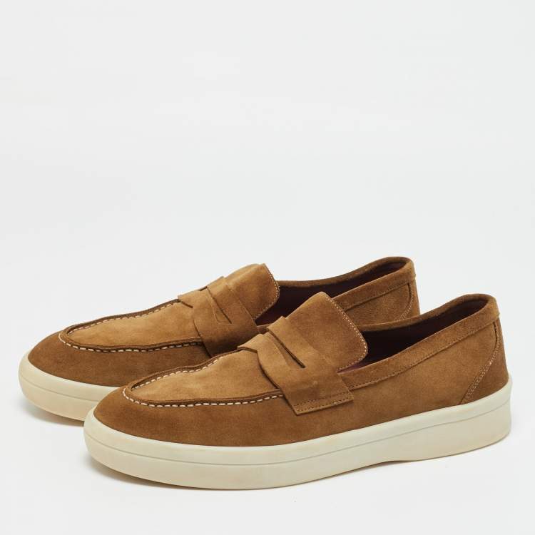 Pre Owned Loro Piana Brown Suede Ultimate Walk Loafers Size 43