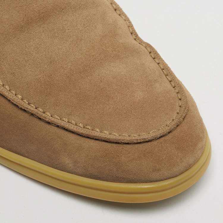 Pre Owned Loro Piana Beige Suede Open Walk Ankle Length Boots Size 43.5