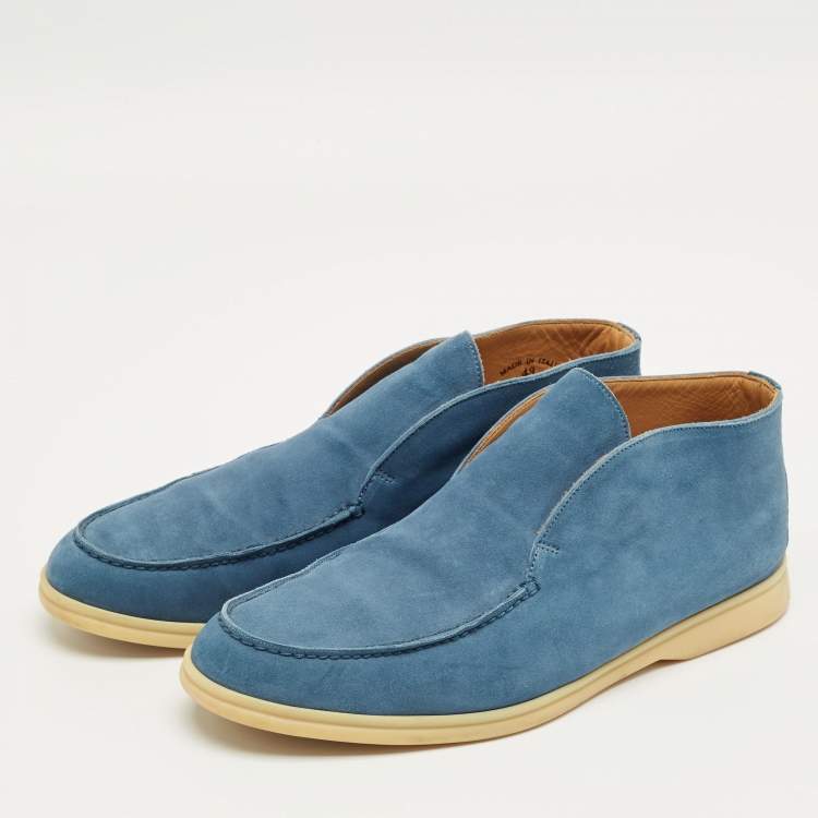 Pre Owned Loro Piana Blue Suede Open Walk Ankle Length Boots Size 43