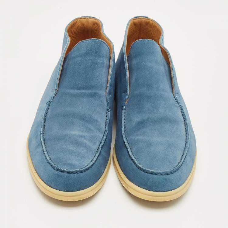 Pre Owned Loro Piana Blue Suede Open Walk Ankle Length Boots Size 43