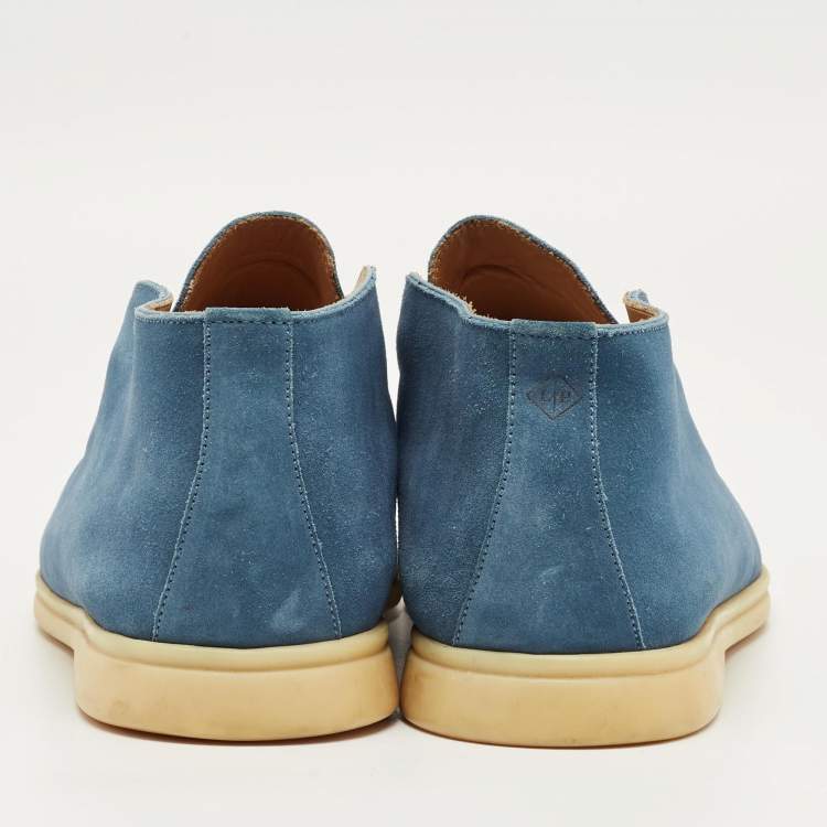 Pre Owned Loro Piana Blue Suede Open Walk Ankle Length Boots Size 43