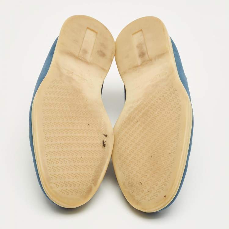 Pre Owned Loro Piana Blue Suede Open Walk Ankle Length Boots Size 43