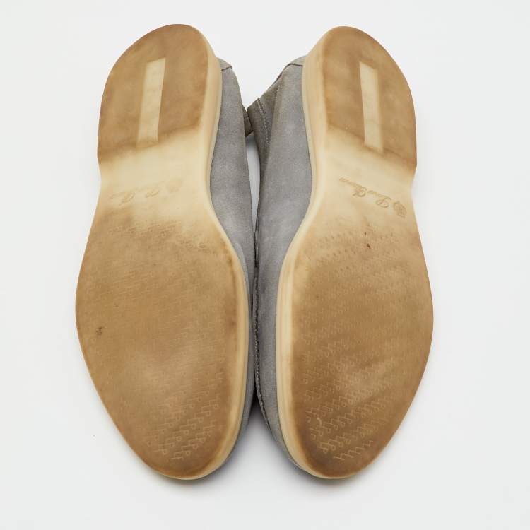 Pre Owned Loro Piana Grey Suede Summer Walk Slip On Loafers Size 42