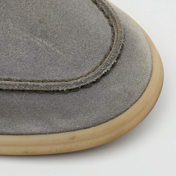 Pre Owned Loro Piana Grey Suede Summer Walk Slip On Loafers Size 42