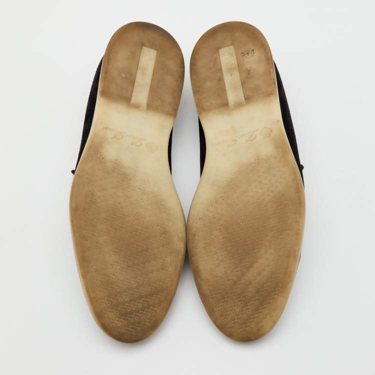 Pre Owned Loro Piana Black Suede Summer Walk Slip On Loafers Size 41.5