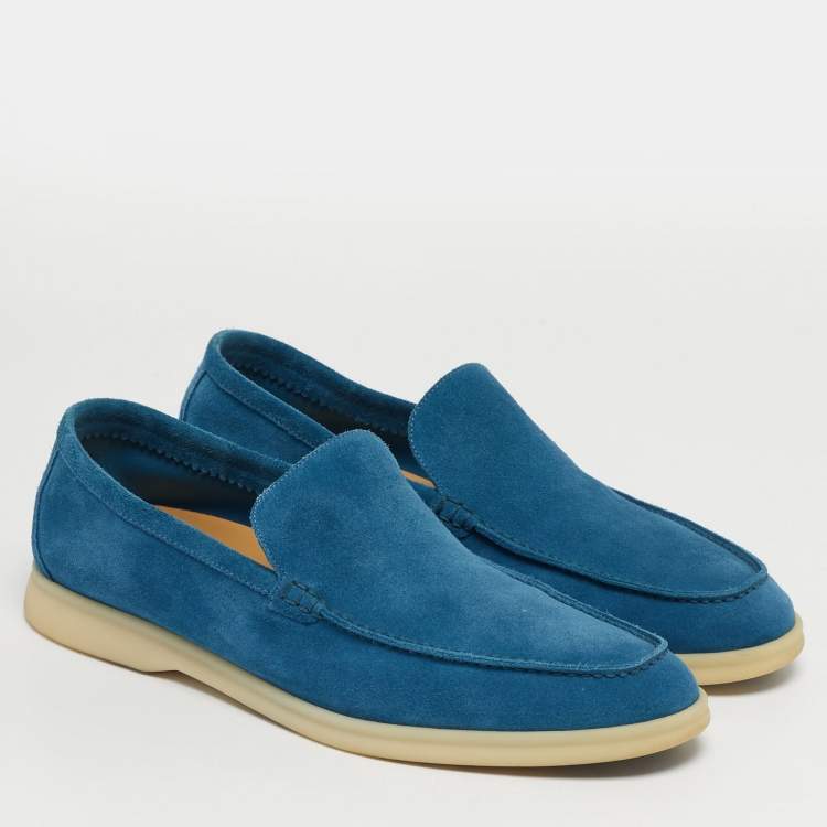 Pre Owned Loro Piana Blue Suede Summer Walk Loafers Size 42
