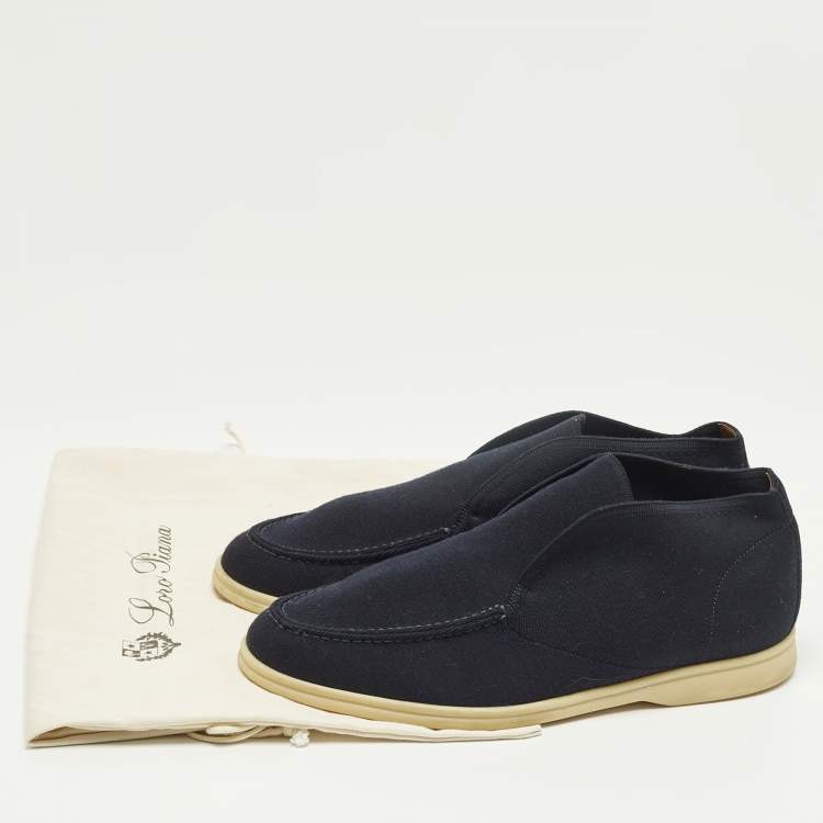 Pre Owned Loro Piana Open Walk Size 42 Navy Blue Knit Fabric Ankle Length Boots