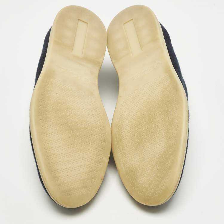 Pre Owned Loro Piana Open Walk Size 42 Navy Blue Knit Fabric Ankle Length Boots