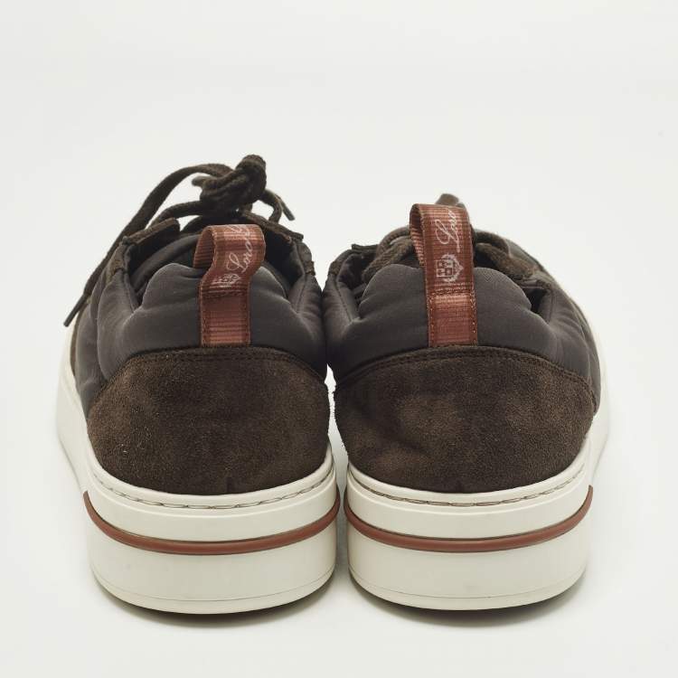 Pre Owned Loro Piana Week End Walk Size 42.5 Brown Neoprene and Suede Lace Up Sneakers
