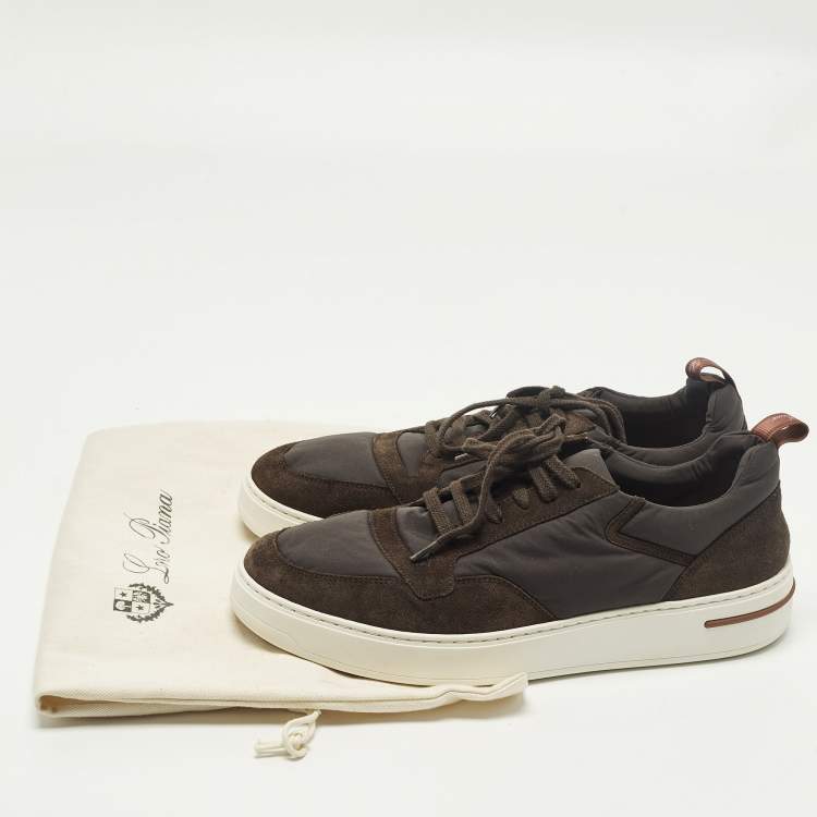 Pre Owned Loro Piana Week End Walk Size 42.5 Brown Neoprene and Suede Lace Up Sneakers